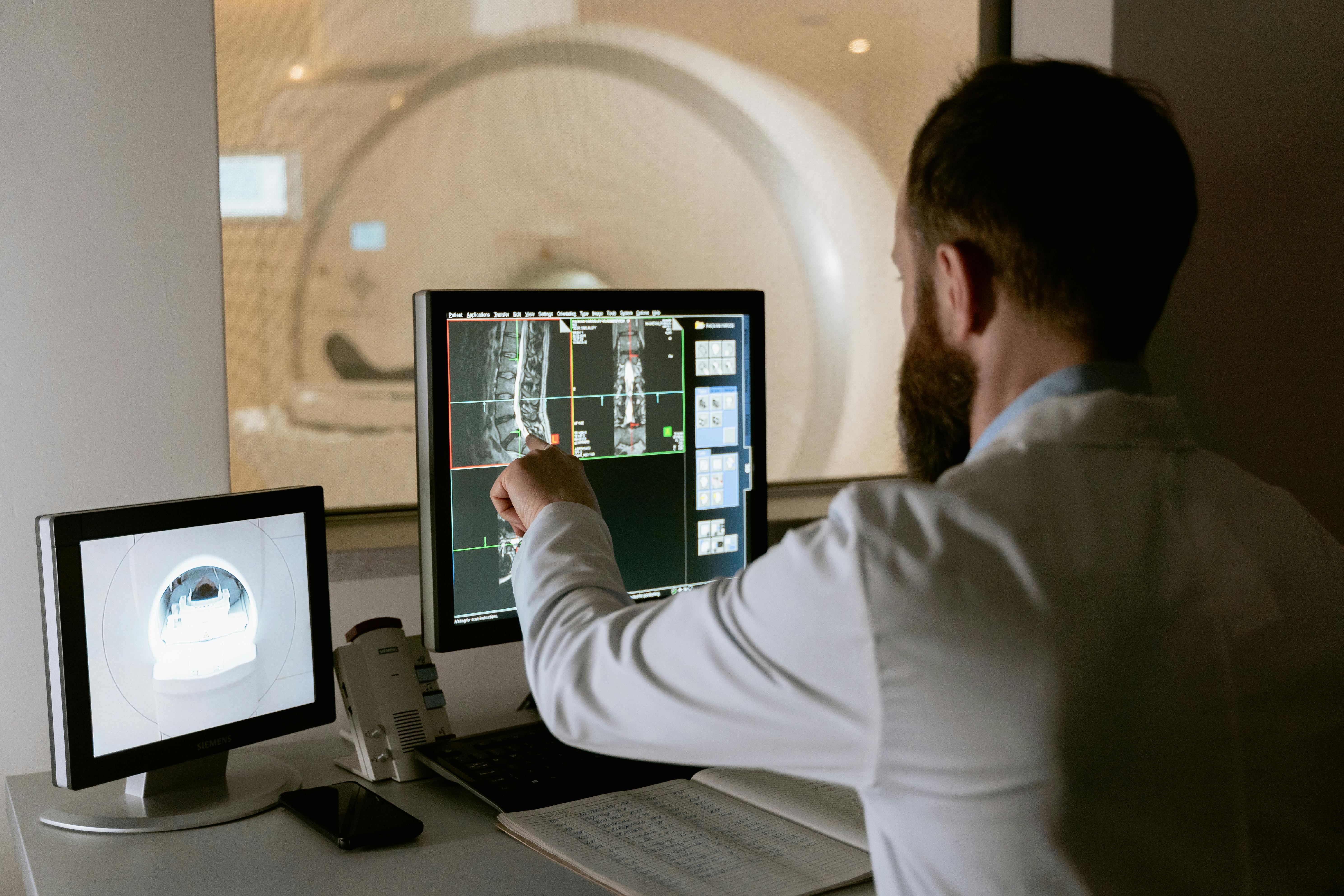 Radiologist examines MRI results